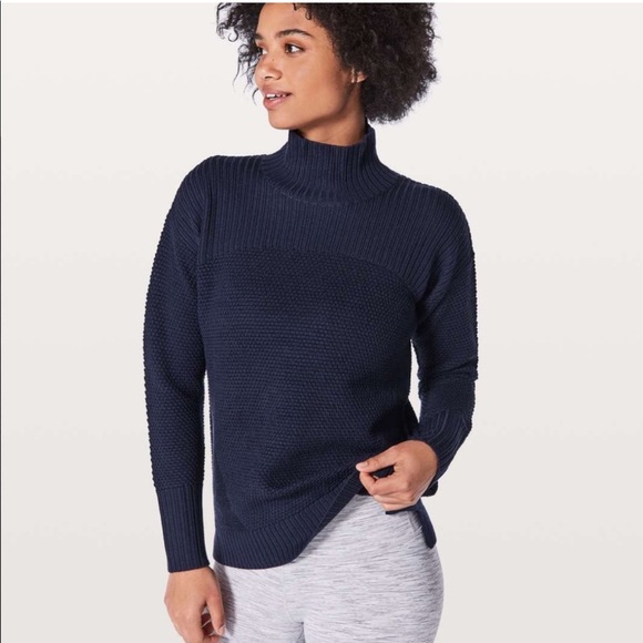 lululemon athletica Sweaters - Lululemon Warm & Restore Midnight Navy Merino Wool Sweater